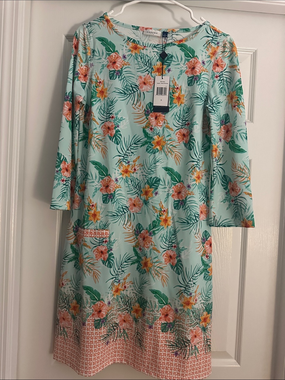 Cabana Life Mint Green Floral Long Sleeve Shift Dress - SPF 50+